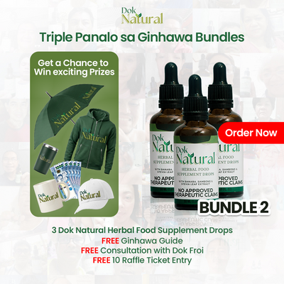 Triple Ginhawa Bundle 2 — DOK NATURAL Herbal Food Supplement Drops na may Sambong, Banaba, at Stevia Leaf Extract