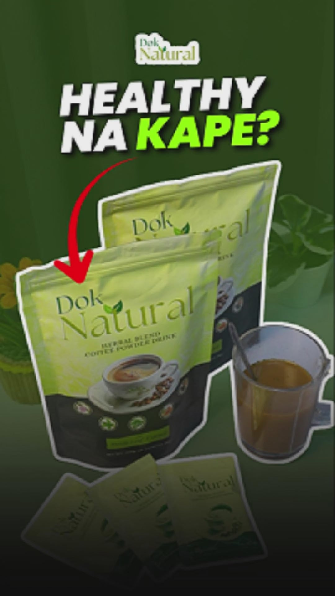 DOK NATURAL Herbal Blend Coffee Powder Drink — healthy coffee with Sambong, Banaba, Spirulina, Moringa, and Turmeric
