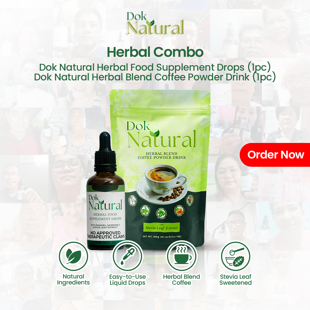 DOK NATURAL Herbal Combo – Herbal Food Supplement Drops and Herbal Blend Coffee Powder Drink, Natural Ingredients, Stevia Leaf Sweetened