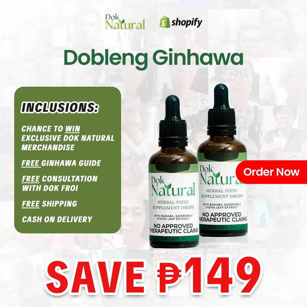 Dobleng Ginhawa – Dok Natural Herbal Food Supplement Drops 2-Bottle Bundle with Banaba, Sambong & Stevia Leaf Extract